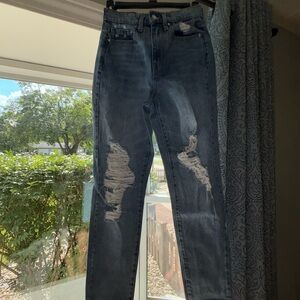 RSQ High Rise Blue Jeans Distressed Slim Fit
